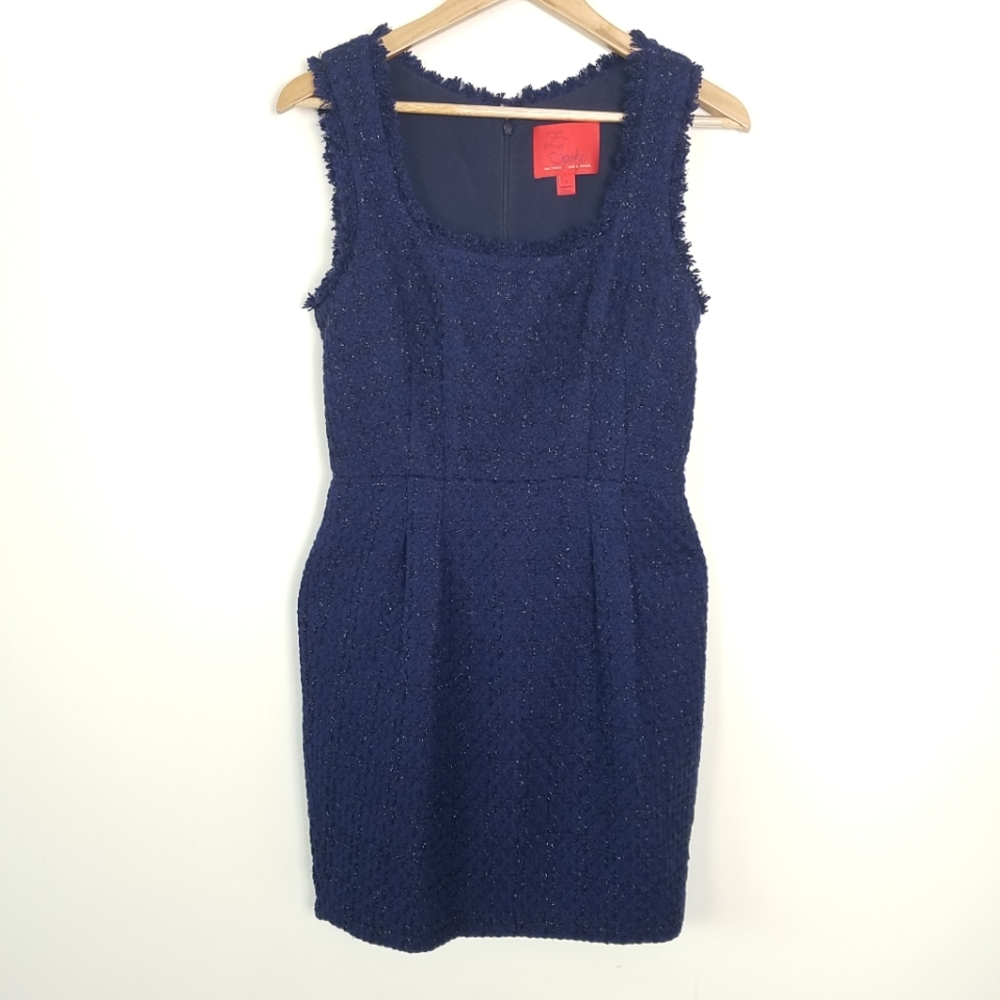 Z Spoke Zac Posen Blue Black Tweed Dress 4